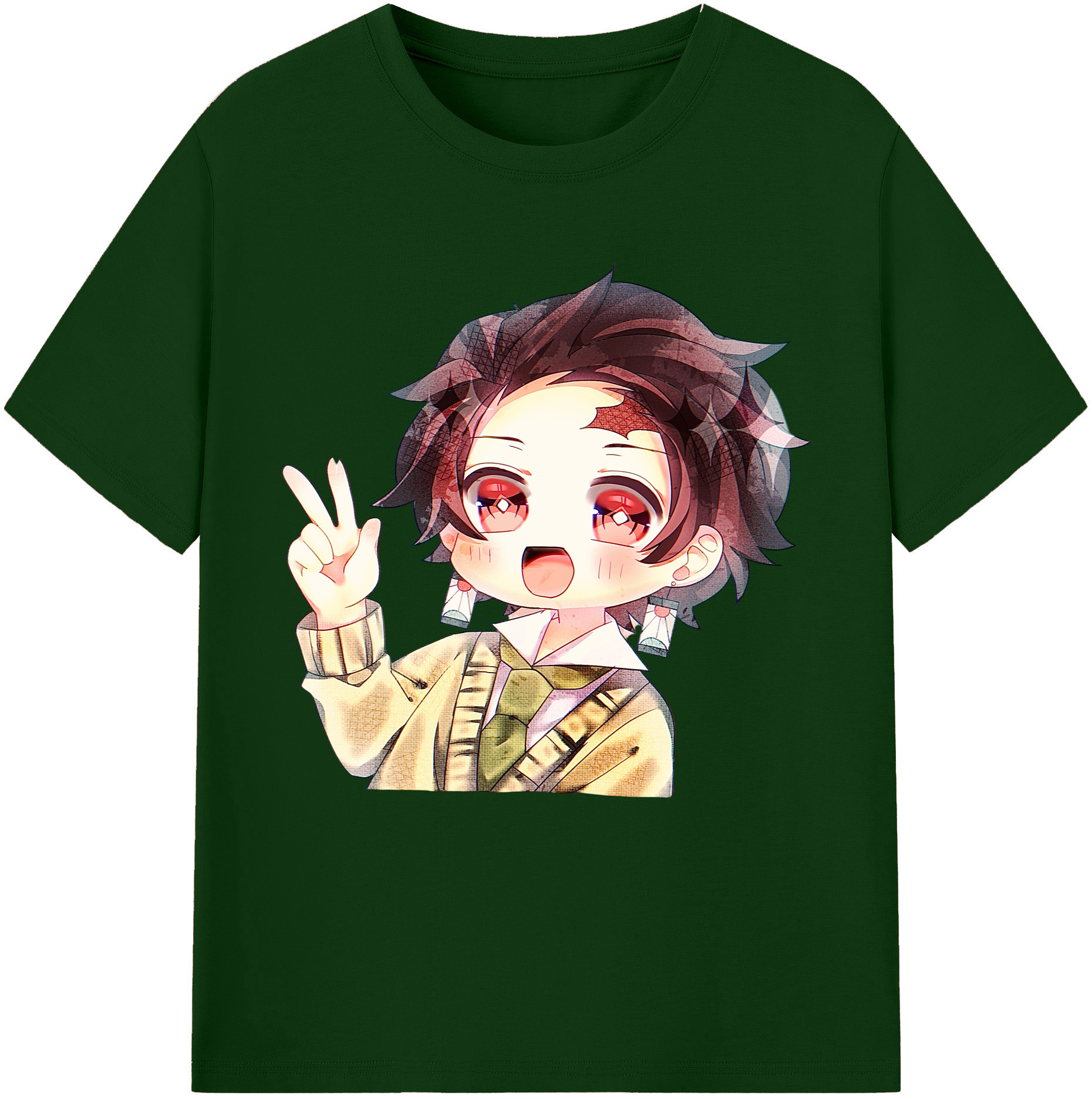 （画像用） 鬼滅の刃 竈門 炭治郎／かまど たんじろう Kamado Tanjirou 綿100％半袖Tシャツ（フロントプリント）